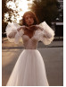 Ivory Lace Tulle Sparkle Beaded Wedding Dress